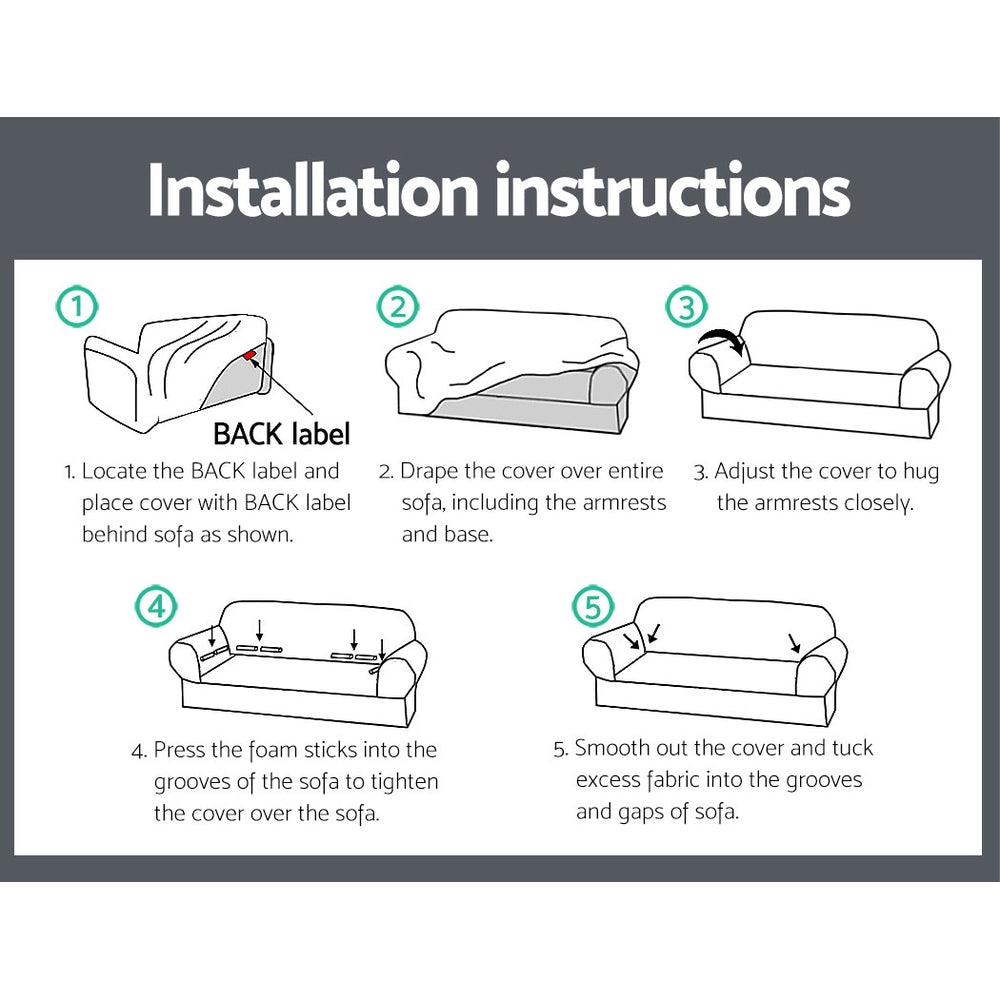DS NA Artiss Sofa Cover Elastic Stretchable Couch Covers Grey 3 Seater