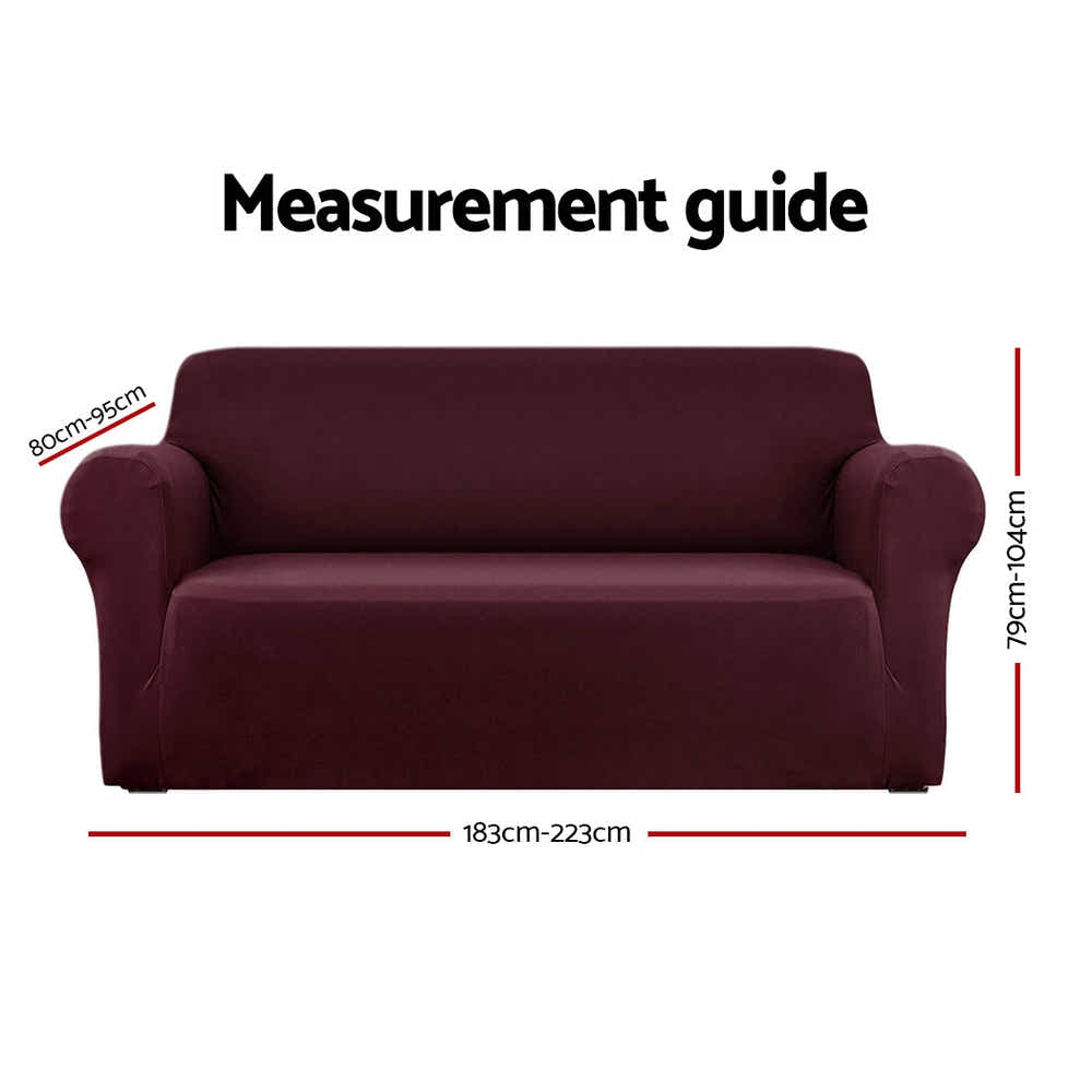 DS NA Artiss Sofa Cover Elastic Stretchable Couch Covers Burgundy 3 Seater