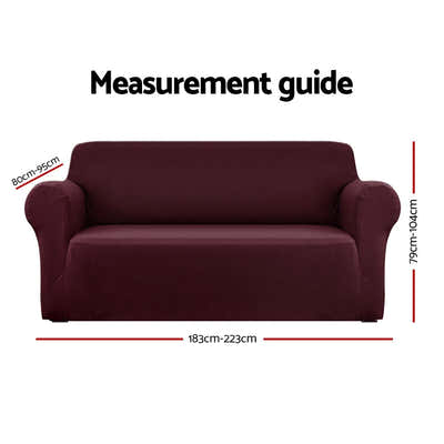 DS NA Artiss Sofa Cover Elastic Stretchable Couch Covers Burgundy 3 Seater