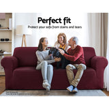 DS NA Artiss Sofa Cover Elastic Stretchable Couch Covers Burgundy 3 Seater