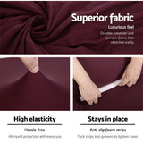 DS NA Artiss Sofa Cover Elastic Stretchable Couch Covers Burgundy 3 Seater