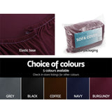 DS NA Artiss Sofa Cover Elastic Stretchable Couch Covers Burgundy 3 Seater