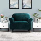 DS NA Velvet Sofa Cover Plush Couch Cover Lounge Slipcover 1 Seater Agate Green