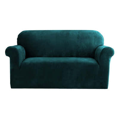 DS NA Artiss Velvet Sofa Cover Plush Couch Cover Lounge  2 Seater Agate Green