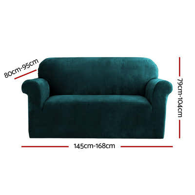 DS NA Artiss Velvet Sofa Cover Plush Couch Cover Lounge  2 Seater Agate Green