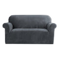DS NA Artiss Velvet Sofa Cover Plush Couch Cover Lounge Slipcover 2 Seater Grey