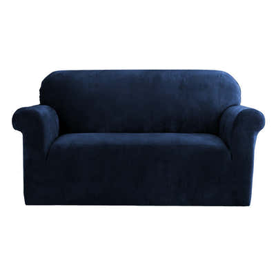 DS NA Artiss Velvet Sofa Cover Plush Couch Cover Lounge  2 Seater Sapphire