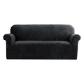 DS NA Artiss Velvet Sofa Cover Plush Couch Cover Lounge Slipcover 3 Seater Black