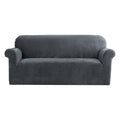 DS NA Artiss Velvet Sofa Cover Plush Couch Cover Lounge Slipcover 3 Seater Grey