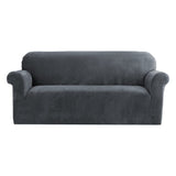 DS NA Artiss Velvet Sofa Cover Plush Couch Cover Lounge Slipcover 3 Seater Grey