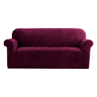 DS NA Artiss Velvet Sofa Cover Plush Couch Cover Lounge  3 Seater Ruby Red