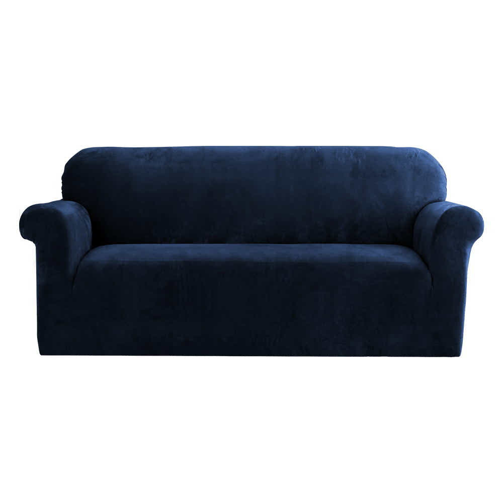 DS NA Artiss Velvet Sofa Cover Plush Couch Cover Lounge  3 Seater Sapphire