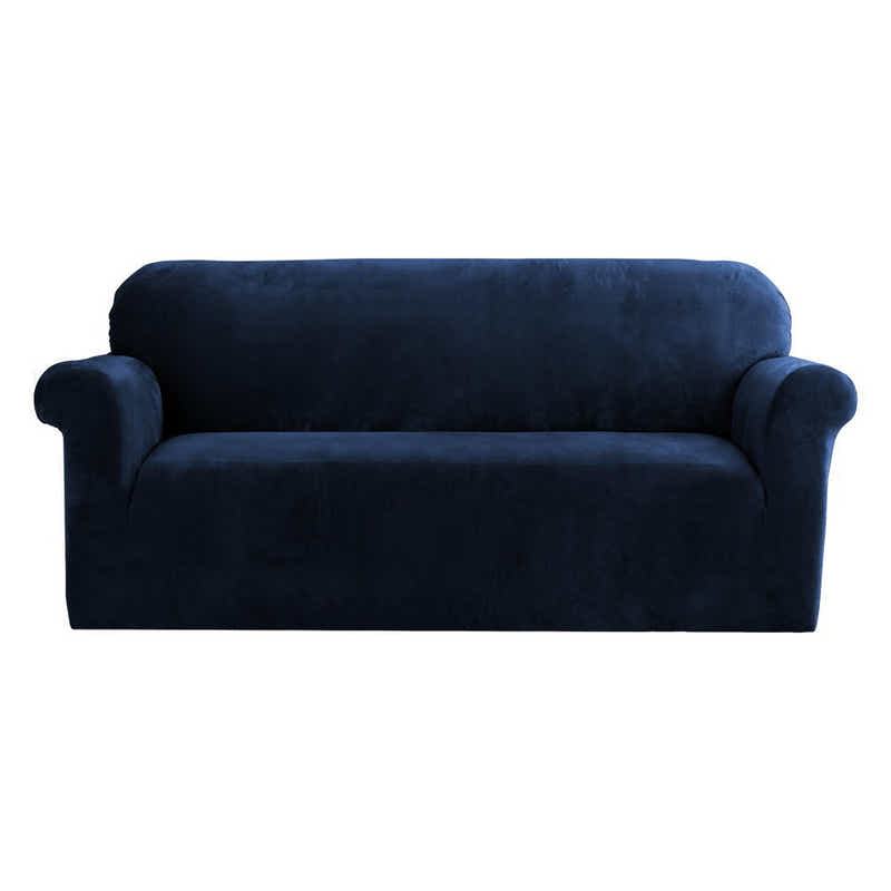 DS NA Artiss Velvet Sofa Cover Plush Couch Cover Lounge  3 Seater Sapphire