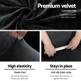 DS NA Artiss Velvet Sofa Cover Plush Couch Cover Lounge Slipcover 4 Seater Black