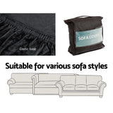 DS NA Artiss Velvet Sofa Cover Plush Couch Cover Lounge Slipcover 4 Seater Black