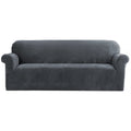 DS NA Artiss Velvet Sofa Cover Plush Couch Cover Lounge Slipcover 4 Seater Grey