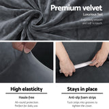 DS NA Artiss Velvet Sofa Cover Plush Couch Cover Lounge Slipcover 4 Seater Grey