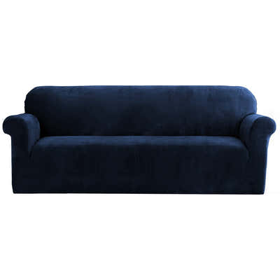 DS NA Velvet Sofa Cover Plush Couch Cover Lounge Slipcover 4 Seater Sapphire