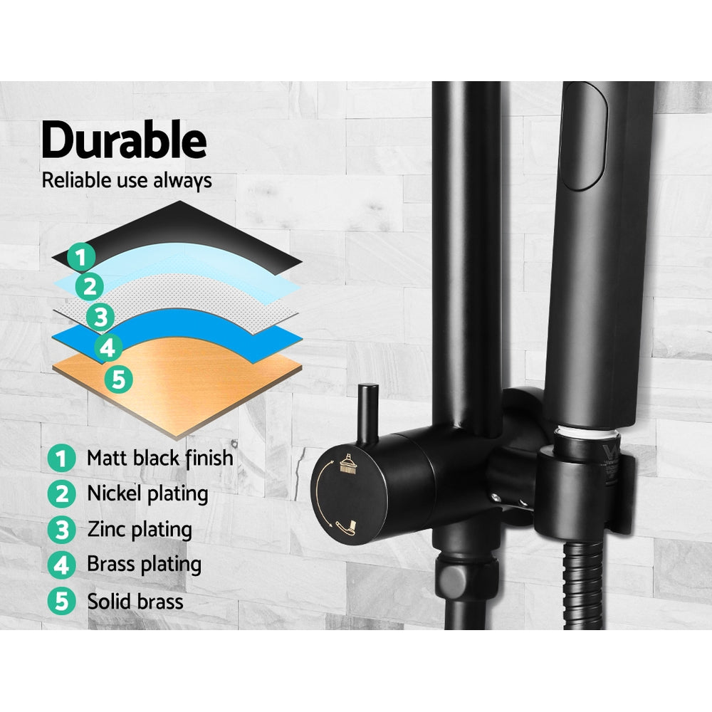 DS NA Cefito WELS 9'' Rain Shower Head Set Round Handheld High Pressure Black