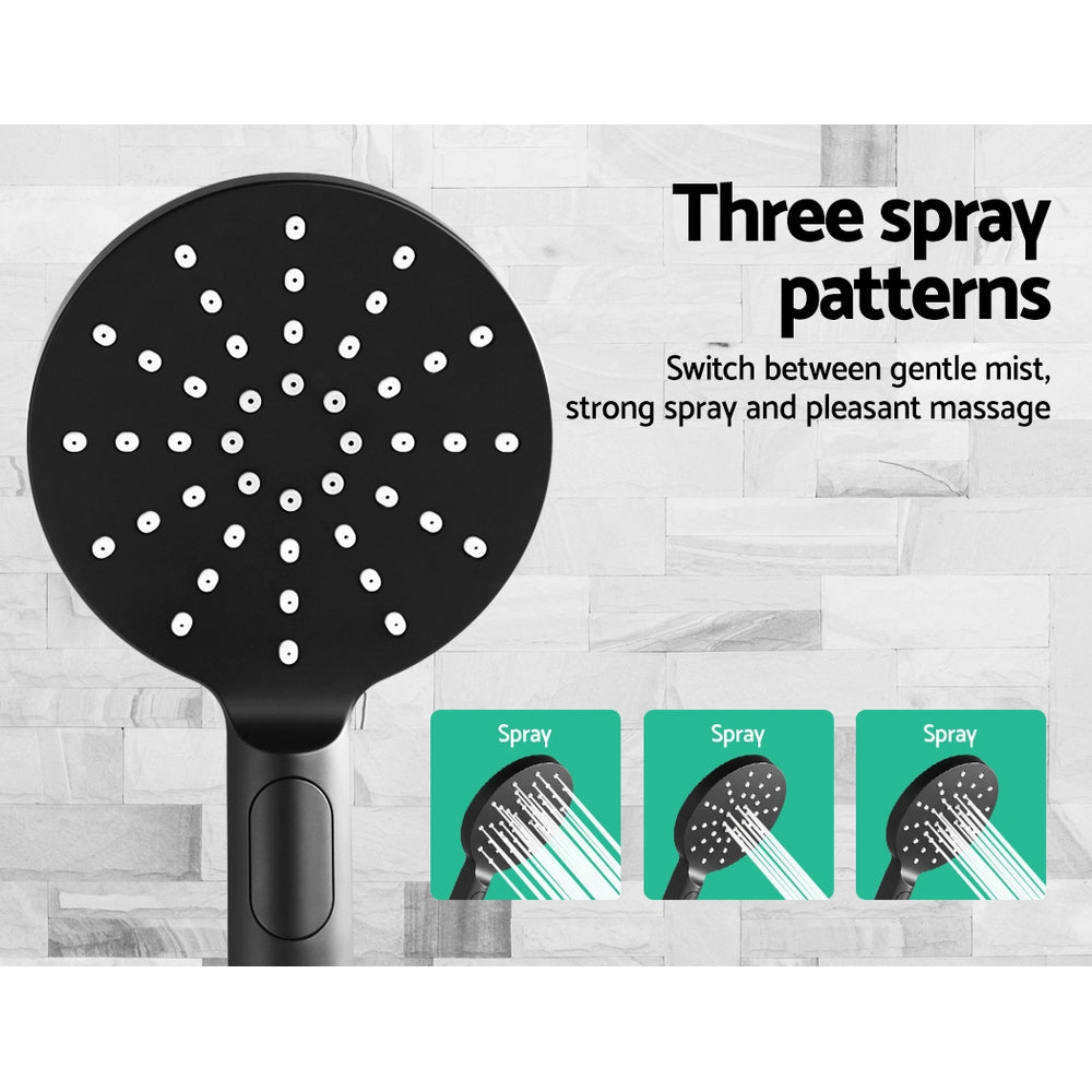 DS NA Cefito WELS 9'' Rain Shower Head Set Round Handheld High Pressure Black
