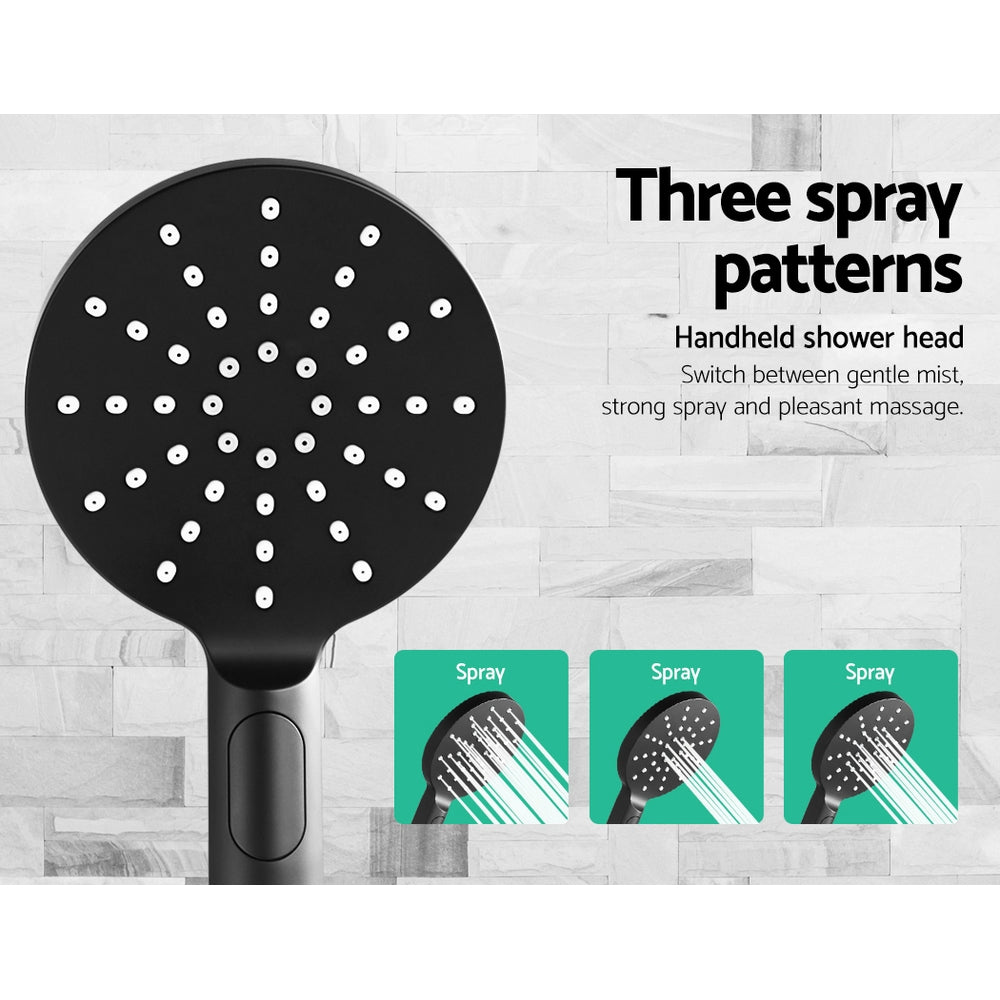 DS NA WELS 9'' Rain Shower Head Mixer Round Handheld High Pressure Wall Black