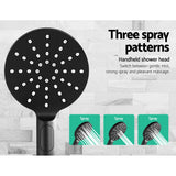 DS NA WELS 9'' Rain Shower Head Mixer Round Handheld High Pressure Wall Black