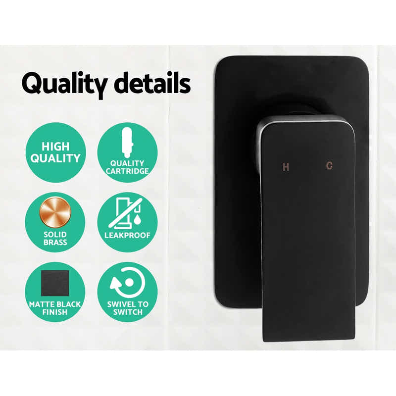 DS NA WELS 9'' Rain Shower Head Mixer Round Handheld High Pressure Wall Black