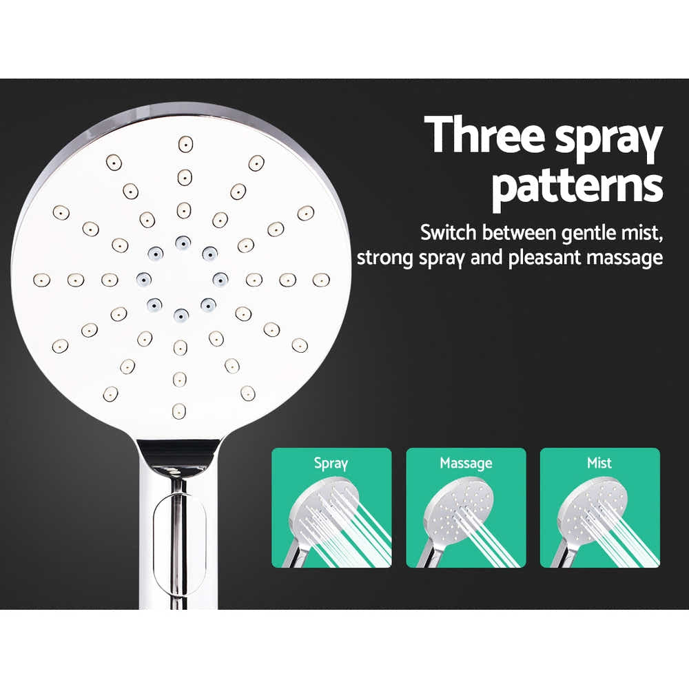 DS NA WELS 9'' Rain Shower Head Set Round Handheld High Pressure Wall Chrome