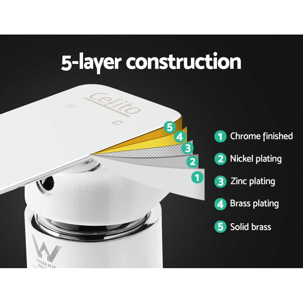 DS NA Cefito Shower Mixer Tap Wall Bath Bathroom Basin Faucet Vanity BrassSilver