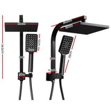 DS NA WELS 8'' Rain Shower Head Set Square Handheld High Pressure Wall Black