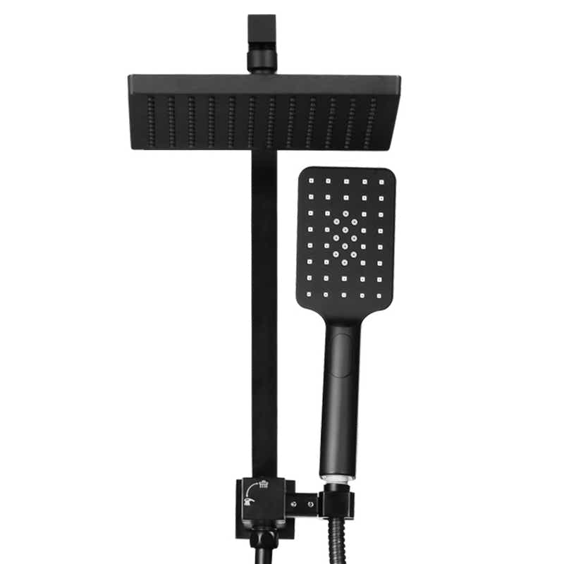 DS NA WELS 8'' Rain Shower Head Set Square Handheld High Pressure Wall Black
