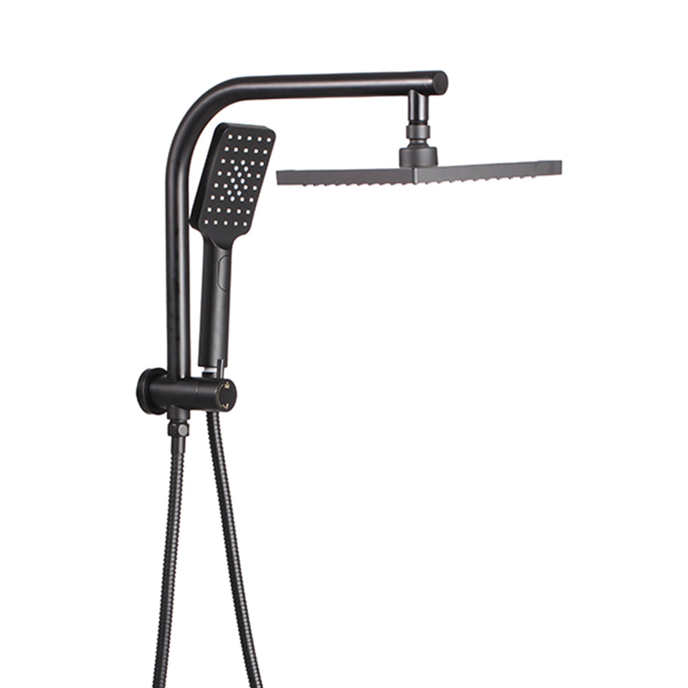 DS NA WELS 8'' Rain Shower Head Set Square Handheld High Pressure Wall Black