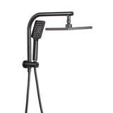 DS NA WELS 8'' Rain Shower Head Set Square Handheld High Pressure Wall Black