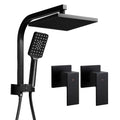 DS NA WELS 8'' Rain Shower Head Taps Square Handheld High Pressure Wall Black