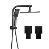 DS NA WELS 8'' Rain Shower Head Taps Square Handheld High Pressure Wall Black