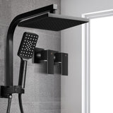 DS NA WELS 8'' Rain Shower Head Taps Square Handheld High Pressure Wall Black