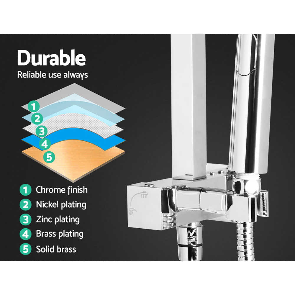 DS NA WELS 8'' Rain Shower Head Set Square Handheld High Pressure Wall Chrome