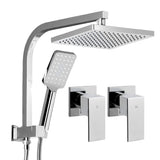 DS NA WELS 8'' Rain Shower Head Taps Square Handheld High Pressure Wall Chrome
