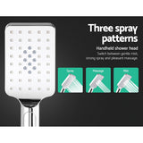 DS NA WELS 8'' Rain Shower Head Taps Square Handheld High Pressure Wall Chrome