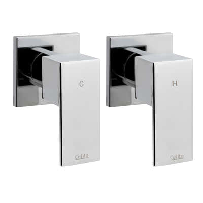 DS NA Bathroom Taps Faucet Rain Shower Head Set Hot And Cold Diverter DIY Chrome
