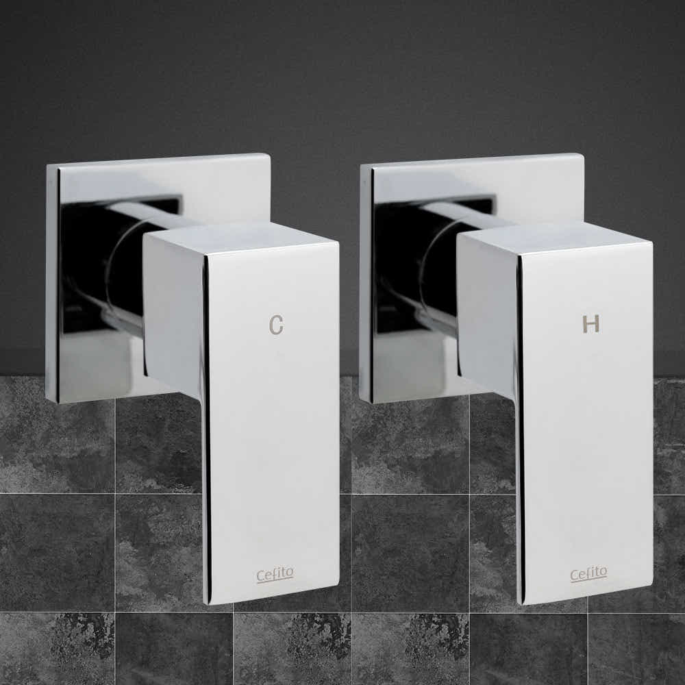 DS NA Bathroom Taps Faucet Rain Shower Head Set Hot And Cold Diverter DIY Chrome