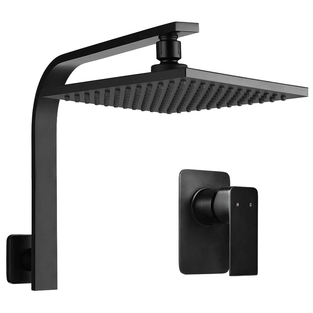 DS NA WElS 8'' Rain Shower Head Mixer Square High Pressure Wall Arm DIY Black