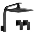 DS NA WElS 8'' Rain Shower Head Taps Square High Pressure Wall Arm DIY Black