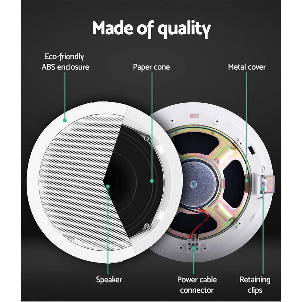DS NA 2 x 6" In Ceiling Speakers Home 80W Speaker Theatre Stereo Outdoor