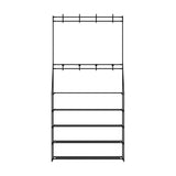 DS NA Shoe Rack Coat Hat Stand Hallway Shoes Storage Tree Metal Shelves Black