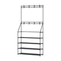 DS NA Shoe Rack Coat Hat Stand Hallway Shoes Storage Tree Metal Shelves Black