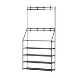 DS NA Shoe Rack Coat Hat Stand Hallway Shoes Storage Tree Metal Shelves Black