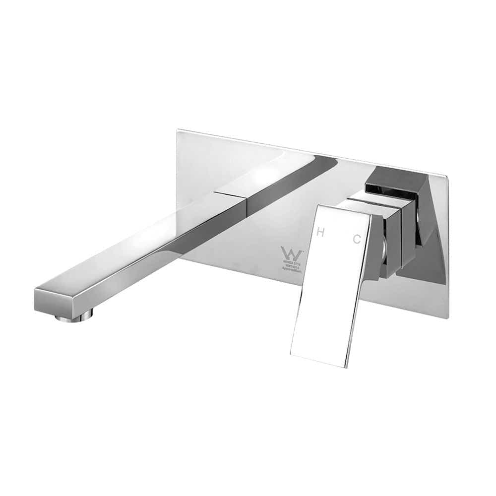 DS NA WELS Bathroom Tap Wall Square Silver Basin Mixer Taps Vanity Brass Faucet