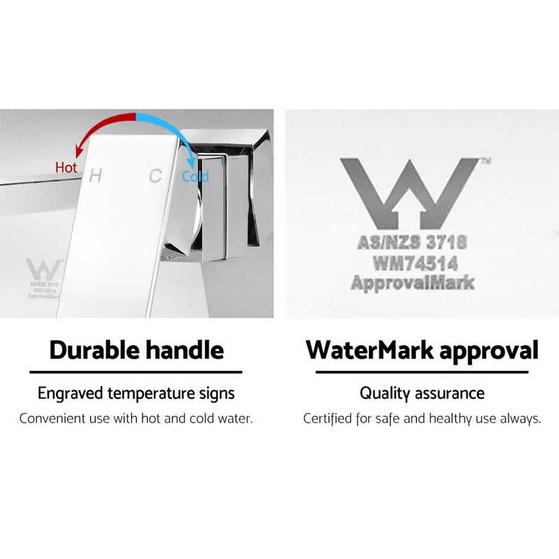 DS NA WELS Bathroom Tap Wall Square Silver Basin Mixer Taps Vanity Brass Faucet