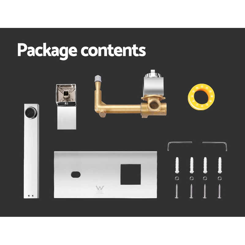 DS NA WELS Bathroom Tap Wall Square Silver Basin Mixer Taps Vanity Brass Faucet